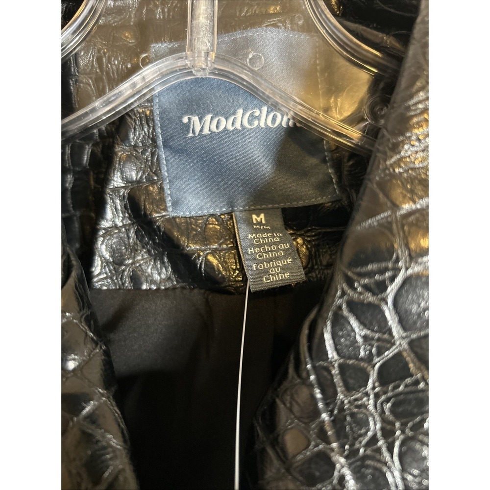 NEW ModCloth Crocodile Rock 1980's Punk Faux Leather Moto Jacket Medium - Picture 4 of 8